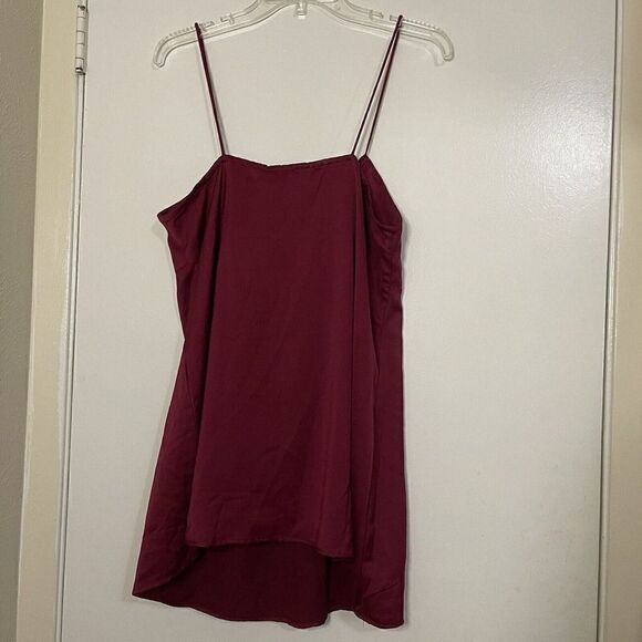 NEW! Motel Rocks roppan slip burgundy tie front mini slip dress size Large - Picture 7 of 7